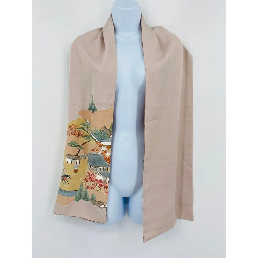 Scarf OS‎ Mauve Pink Japanese Scenic Landscape Art Print